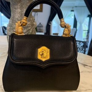 KIESELSTEIN CORD VINTAGE Elegant Black Handbag with Gold Accents